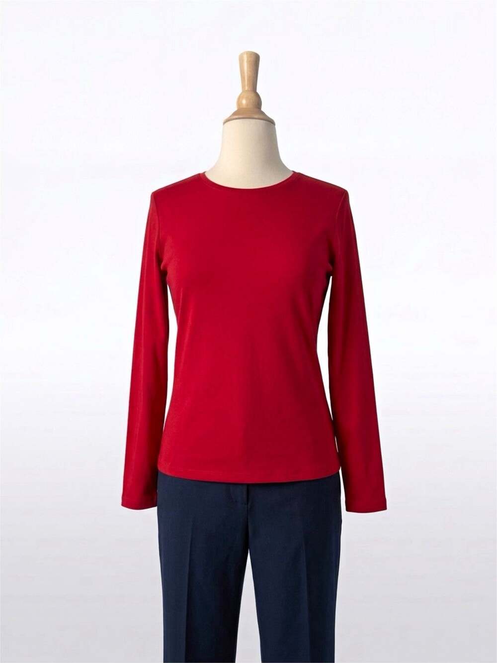 Talbots Petites Red Crew Neck Long Sleeve 100% Pima Cotton Knit T-Shirt PM